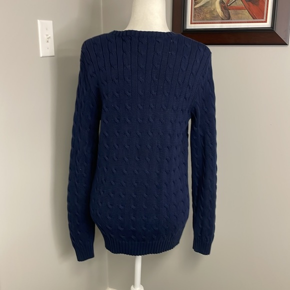 Lauren Ralph Lauren Sport Navy Blue Cable knit sweater Womens Size XL - Picture 4 of 5